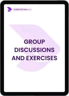 Discussões em grupo e exercícios de trabalho em equipe para candidatos a comissário de voo Emirates. Duplas, grupos e team building. Preparação para seleção com Emirates, Etihad, Qatar Airways, LATAM, Gol, Ryanair e easyJet.