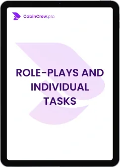 Situações de atendimento e role plays para comissário de voo. Assessment Centre Emirates: cenários com passageiros, anúncios de bordo (PA), exercício oral e autoapresentação. Preparação para Emirates, Etihad, Qatar Airways, LATAM, Gol, Ryanair, easyJet e Azul.